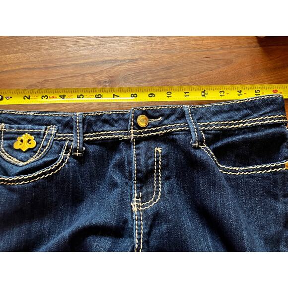 Dereon 11/12 Jeans Y2K Dark Wash Gold Metal Accents Beyonce Vintage Denim - Picture 9 of 10